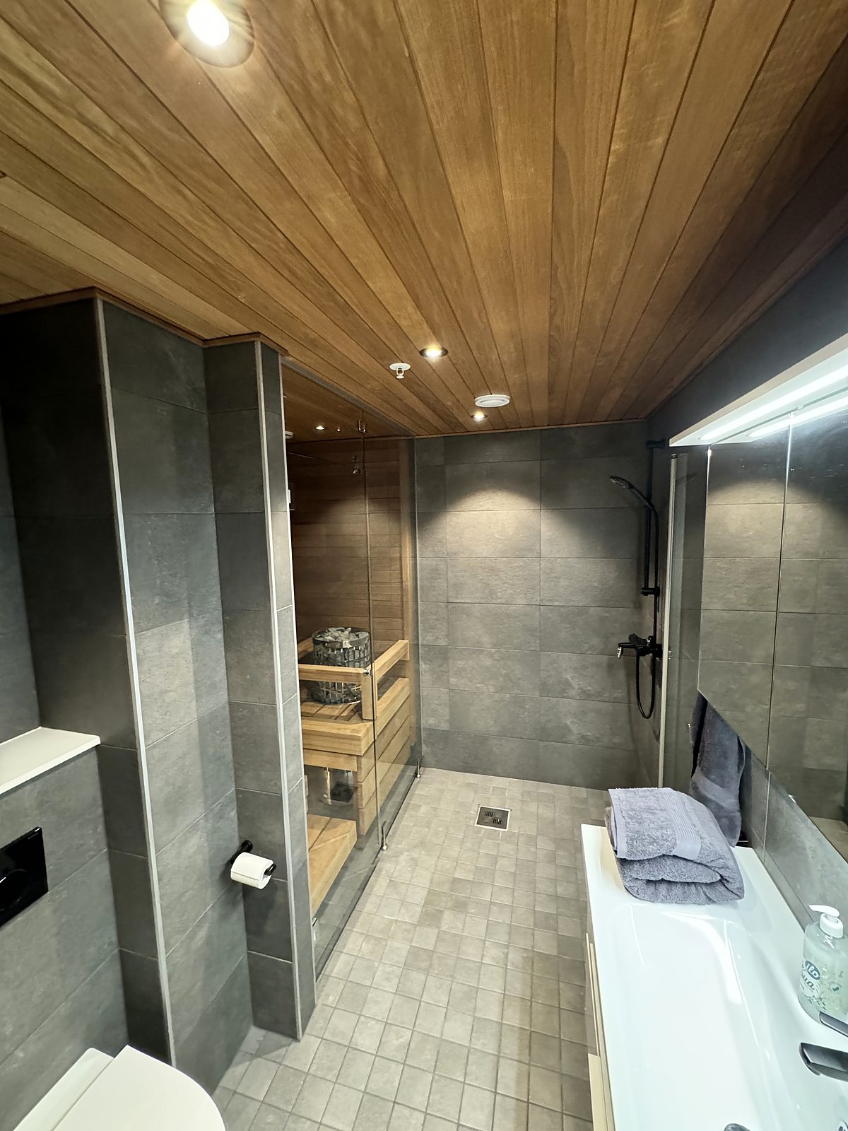 One of the two bathrooms